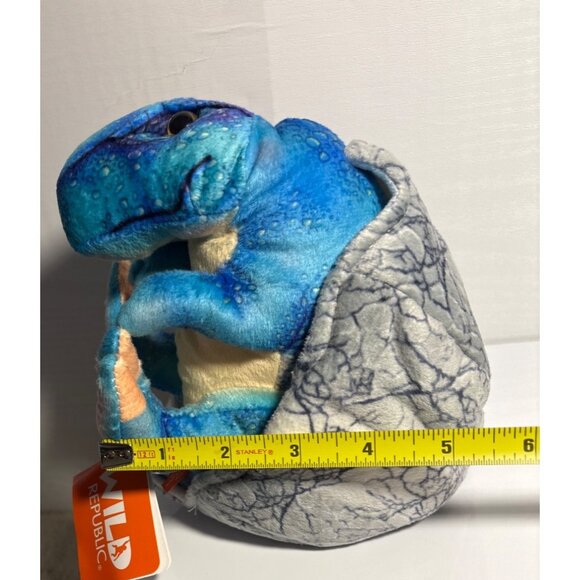 Wild Republic Dinosauria IV Baby Egg T-Rex Plush Toy Blue & Gray - Picture 8 of 8